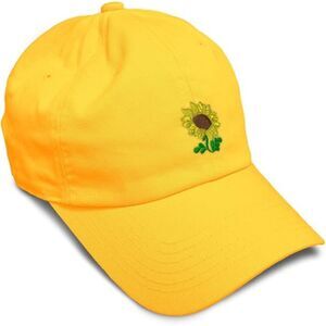 Unisex Golden Yellow Design Only 100% Cotton Sunflower Embroidery Adjustable Cap